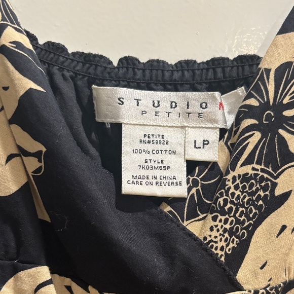 Studio Elegant Black and Cream Patterned Midi Dress - Picture 2 of 4